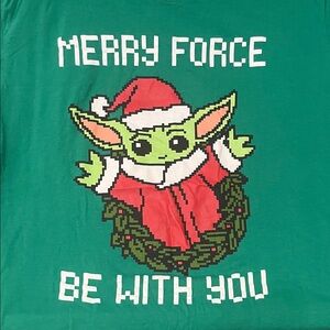 Star Wars Pixal Art Merry Force Be With You Grogu Santa Large Christmas Shirt